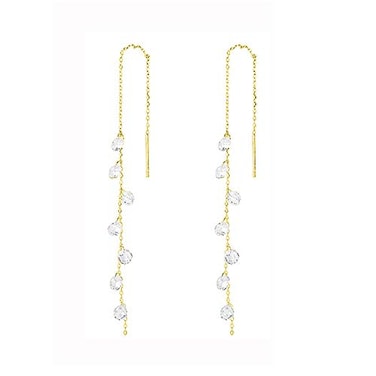 SLUYNZ 925 Sterling Silver Sparkling CZ Droplet Dangle Earrings for Women Teens Elegant Long Dangling Earrings Threader Tassel CGold Plated