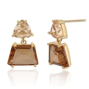 Elaximn Small Hypoallergenic Brown Crystal Dangle Earrings for Women Fashionable Amber Drops Ideal for Sensitive Ears