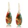 Sriomu Natural Healing Stone Fishhoop Dangle Drop Earrings Statement Gold silver earrings