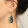 Sriomu Natural Healing Stone Fishhoop Dangle Drop Earrings Statement Gold silver earrings Green BlueSilver Hook