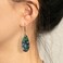 Sriomu Natural Healing Stone Fishhoop Dangle Drop Earrings Statement Gold silver earrings Green BlueSilver Hook
