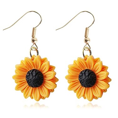 NC Sunflower Earring Resin Sunflower Daisy Dangle Drop Earrings for Women Sunshine Jewelryresin