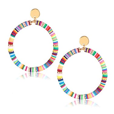 MOLOCH Surfer Heishi Earrings Rainbow Colorful African Vinyl Disc Beaded Drop Dangle Stud Earrings Fun Summer Tribal Jewelrycolourful