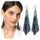 Suyi Trendy Women Earrings Metal Mesh Grid Sequins Tassel Long Drop Dangle Earrings Multicolor