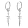 Hebelee Sword Drop Dangle Small Hoop Earrings for Women Men Stainless Steel Engrave Dagger Halloween Statement Charms Drop Dangling Hoops Cuff Cartilage Wrap Vintage Punk Pray Jewelry Silvery