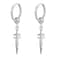Hebelee Sword Drop Dangle Small Hoop Earrings for Women Men Stainless Steel Engrave Dagger Halloween Statement Charms Drop Dangling Hoops Cuff Cartilage Wrap Vintage Punk Pray Jewelry Silvery