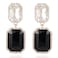 VANGETIMI Vintage Rhinestone Statement Earrings Fancy Big Crystal Rectangle Drop Dangle Earrings Evening Prom Pageant Jewelry Earrings for Women Blackclear