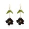 Vavhoo Boho Flower Dangle Earrings Cute Green Leaf Fairy Statement Summer Refreshing Seaside Idyllic Holiday Earrings Black