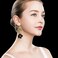 Vavhoo Boho Flower Dangle Earrings Cute Green Leaf Fairy Statement Summer Refreshing Seaside Idyllic Holiday Earrings Black