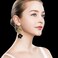 Vavhoo Boho Flower Dangle Earrings Cute Green Leaf Fairy Statement Summer Refreshing Seaside Idyllic Holiday Earrings Black