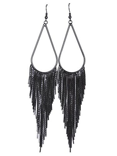 Vijiv 1920s Drop Tassel Earrings 20s Flapper Jewelry Costumes Accessories Black
