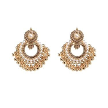 NewZenro Vintage Imulated CZ Beaded Tassel Statement Dangle Drop Earrings for Women Boho Beaded Chandelier Dangling Stud Indian Jhumka Festival Jewelry for Her