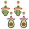 VOGUEKNOCK Vogueknock 2 Pairs Cinco De Mayo Earrings Beaded Cactus Pepper Avocado Mexican Earrings Statement Holiday Party Jewelry Cactus Avocado