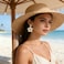VOGUEKNOCK Vogueknock Rattan Earrings for Women Statement Boho Raffia Straw Wrapped Flower Drop Dangle Earrings Summer Tropical Beach Jewelry Beige