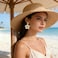 VOGUEKNOCK Vogueknock Rattan Earrings for Women Statement Boho Raffia Straw Wrapped Flower Drop Dangle Earrings Summer Tropical Beach Jewelry Beige