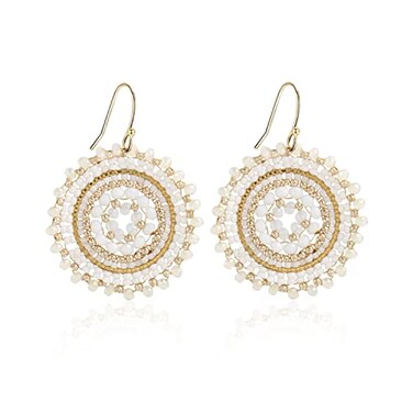 Elegance 11 White Earrings For Women Summer Beaded Crystals Glass Bead Dangle Drop Bohemia Beach Statement Earrings