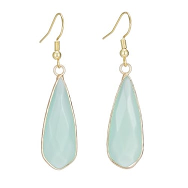 Plumiss Women Green Agate Stone Earrings Healing Gemstone Earrings Jewelry for Natural Lover