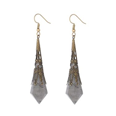 Plumiss Women Handmade Boho Natural Labradorite Stone Dangle Earrings