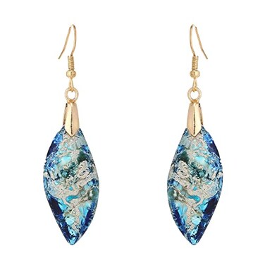 Plumiss Women Stone Charm Earrings Leaves Design Blue Imperial Jasper Stone Dangle Earrings