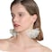 YERTTER Women Big Petal Drop Large Earrings Big Flowers Dangle Earrings with Chiffon Floral Tassel for Vacation Wedding Ivory