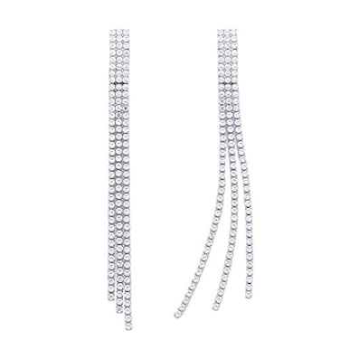 YOQUCOL Boho Tassel Chandelier Earrings Cubic Zirconia Crystal Long Drop Dangle Chain Bohemian Earrings for Women