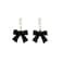 ZAHSY Black Velvet Bow Dangle Earrings Bowknot Pearl Earrings for Women