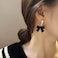 ZAHSY Black Velvet Bow Dangle Earrings Bowknot Pearl Earrings for Women