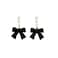ZAHSY Black Velvet Bow Dangle Earrings Bowknot Pearl Earrings for Women