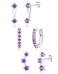 Poxtex Silver Purple Earrings for Women Deep Purple Created Amethyst February Birthstone Earrings Jewelry Gifts Jacket Stud Huggie Hoop Stack for Multiple Piercing