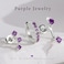 Poxtex Silver Purple Earrings for Women Deep Purple Created Amethyst February Birthstone Earrings Jewelry Gifts Jacket Stud Huggie Hoop Stack for Multiple Piercing