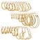 17IF 16 Pairs Golden Hoop Earring Set for Women Chunky Earring Multipack Hypoallergenic Trendy Big Small Hoop Earring Lightweight Twisted Statement Ear Pack