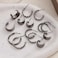 17IF 24 Pairs Black Silver Earring Set For Women Chunky Earring Multipack Punk Trendy Big Small Stud Hoop Earring Lightweight Twisted Pearl Ear Pack For Daily Birthday Party Gift