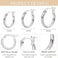 Fcebsty 3 Pairs 925 Sterling Silver Hoop Earrings Small White Gold Plated Hoop Earrings for Women 13mm 15mm 20mm