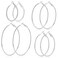 YINCUO 4 Pairs Stainless Steel Hoop Silver 30405060 mm Earrings for Women Hoops Hypoallergenic Thin Lightweight Dangle Set