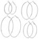 YINCUO 4 Pairs Stainless Steel Hoop Silver 30405060 mm Earrings for Women Hoops Hypoallergenic Thin Lightweight Dangle Set
