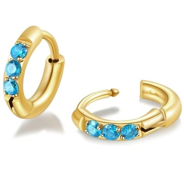 Showself 6MM Mini Hoop Earring Gold Blue Tragus Helix Cartilage Rook Micro Ear Hoops Earring Cubic Zirconia CZ Tiny Huggie Hoop Earrings for Women 20G