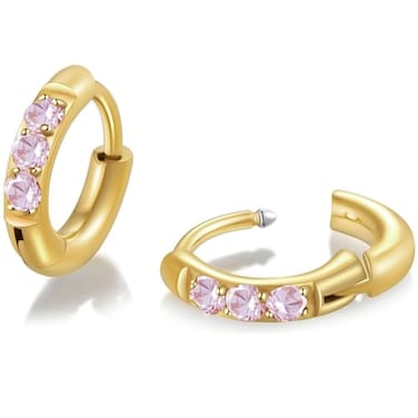 Showself 6MM Mini Hoop Earring Gold Pink Tragus Helix Cartilage Rook Micro Ear Hoops Earring Cubic Zirconia CZ Tiny Huggie Hoop Earrings for Women 20G
