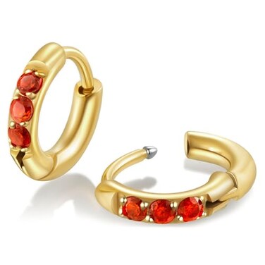 Showself 6MM Mini Hoop Earring Gold Red Tragus Helix Cartilage Rook Micro Ear Hoops Earring Cubic Zirconia CZ Tiny Huggie Hoop Earrings for Women 20G
