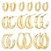 17KM 9 Pairs Gold Chunky Hoop Earrings Set for Women Hypoallergenic Thick Open Twisted Huggie Hoop Jewelry for Gifts