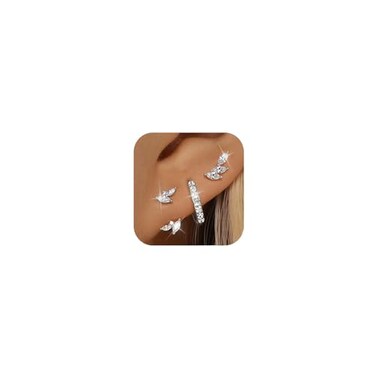 GEORGE Â· 925 Sterling Silver Earrings Set for Women 3 Pairs Hypoallergenic Earring Set for Sensitive Ears Multiple styles and Easy to Put On Comfortable to Sleep for Long Wear