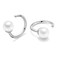 CHIC &amp; Ball Huggie Hoop Earrings 925 Sterling Silver White Simulated Shell Pearl Half Hoop Earring Little Ball Huggie Earring Hug Hoop Earring Huggy Earring for Women