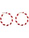 JSLOVFLO Big Candy Gold White Red Hoop Dangle Earrings for Women Twisted Wrapping Christmas Statement Charms Drop Dangling Open Hoops Lightweight Fashion Easter Festival Holiday Presents