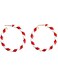 JSLOVFLO Big Candy Gold White Red Hoop Dangle Earrings for Women Twisted Wrapping Christmas Statement Charms Drop Dangling Open Hoops Lightweight Fashion Easter Festival Holiday Presents