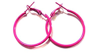 Divas Diggables Color Hoop Earrings Small Thin 1 Inch Hot Pink