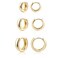 CONRAN KREMIX Small Thick Gold Chunky Hoop Earrings Set For Women Gold Plated Lightweight Huggie Hoops 3Pair Gifts