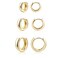CONRAN KREMIX Small Thick Gold Chunky Hoop Earrings Set For Women Gold Plated Lightweight Huggie Hoops 3Pair Gifts