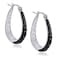ZVVBOO Crystal Hoop Earrings Silver Plated Inside Out Oval Shape Hoop Earrings for Women 12 Inch Black