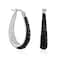 ZVVBOO Crystal Hoop Earrings Silver Plated Inside Out Oval Shape Hoop Earrings for Women 12 Inch Black