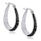 ZVVBOO Crystal Hoop Earrings Silver Plated Inside Out Oval Shape Hoop Earrings for Women 12 Inch Black