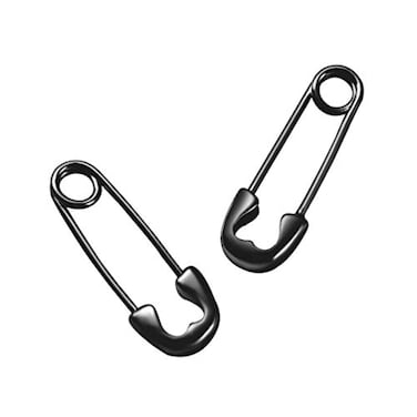 Dtja Cute Sterling Silver Safety Pin Small Hoop Earrings for Women Cartilage Black Hoops black 20mm